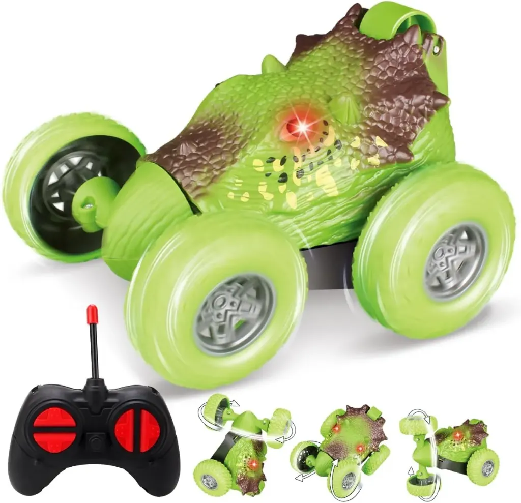 One Price Hub®Remote Control Car for Kids，Dinosaur Toys RC Stunt Car，360°Rotating RC Car with Rechargeable